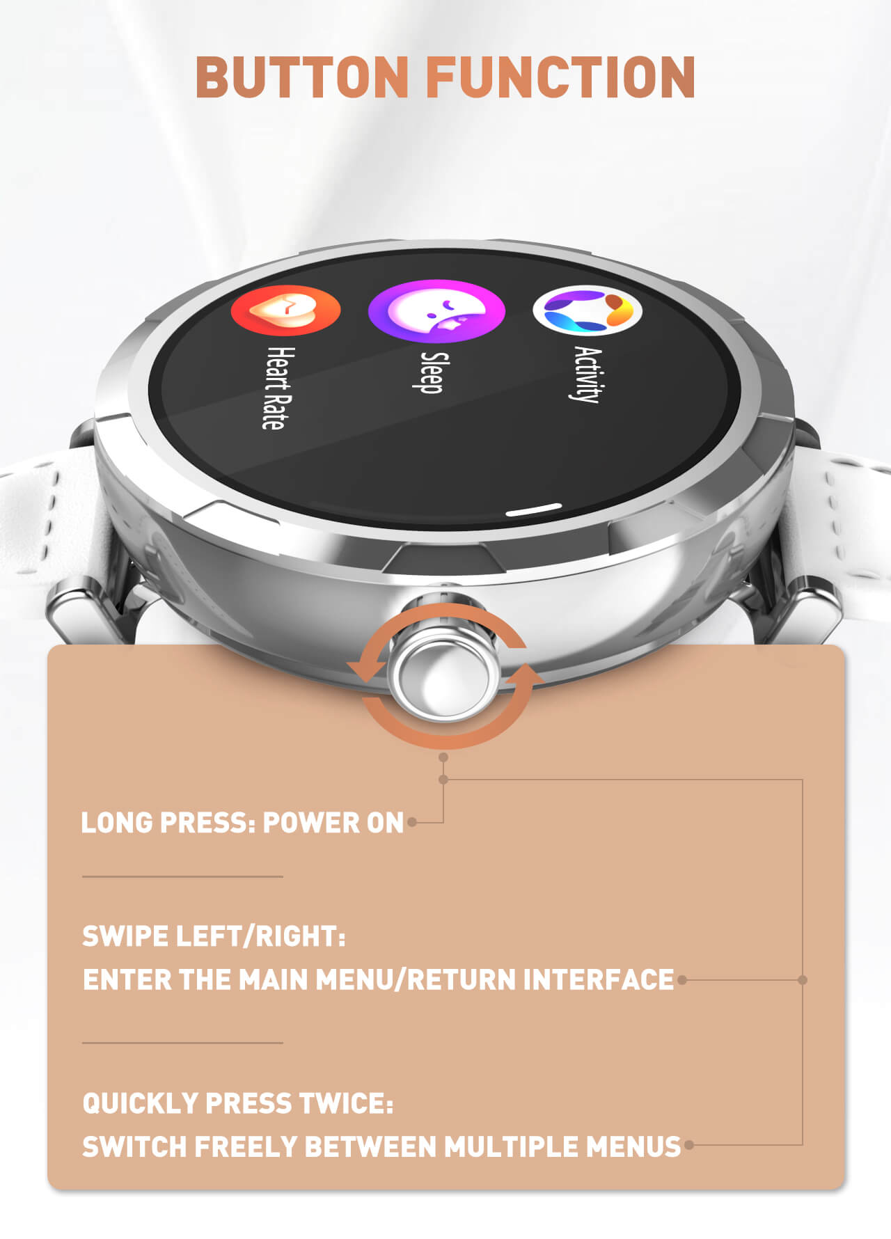 Compact and round smartwatch SW02