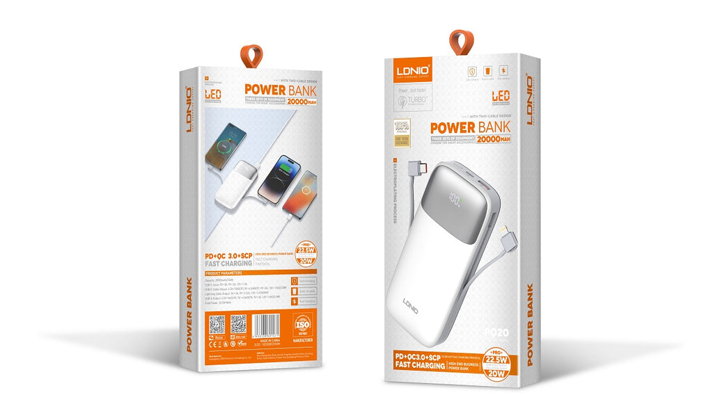 20000mAh 22.5W fast charging Power Bank PQ19/PQ20