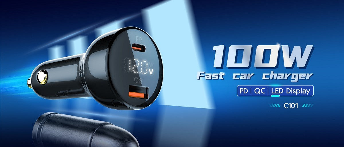 100W Dual USB Super Fast Car charger C101