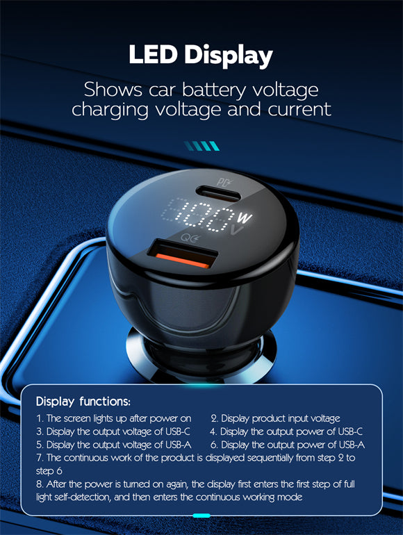 100W Dual USB Super Fast Car charger C101
